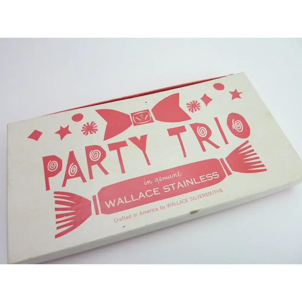 Vintage Stainless Steel Party Trio Tongs Spoon Set Housewarming Gift Spring